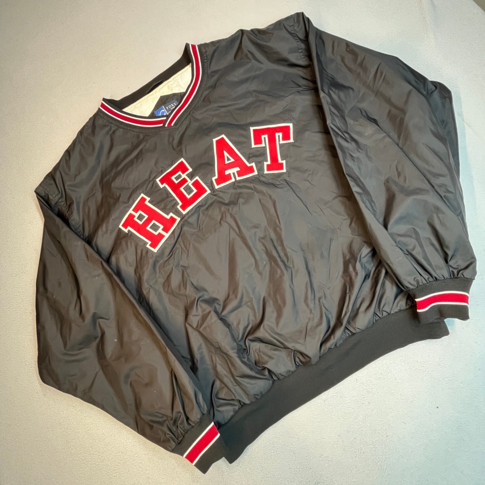 Vintage HEAT Basketball Team Pullover Windbreaker Jacket Bischoff #24 Men L Y2K